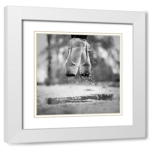 The Day We Went Jumping In Puddles White Modern Wood Framed Art Print with Double Matting by Ashton-Jones, Howard