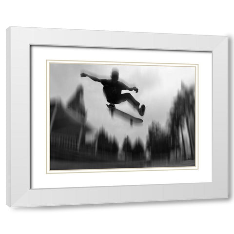 High Jump White Modern Wood Framed Art Print with Double Matting by Bunjamin, Antonyus