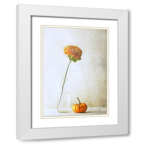 Autumn Flower White Modern Wood Framed Art Print with Double Matting by Devos, Delphine