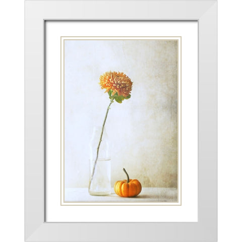 Autumn Flower White Modern Wood Framed Art Print with Double Matting by Devos, Delphine