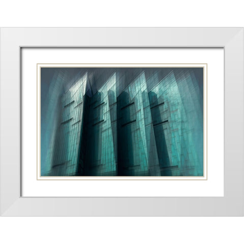 Blades White Modern Wood Framed Art Print with Double Matting by aRRO