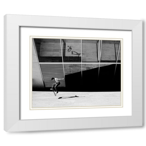 Skate Rider White Modern Wood Framed Art Print with Double Matting by Domenichi, Luca