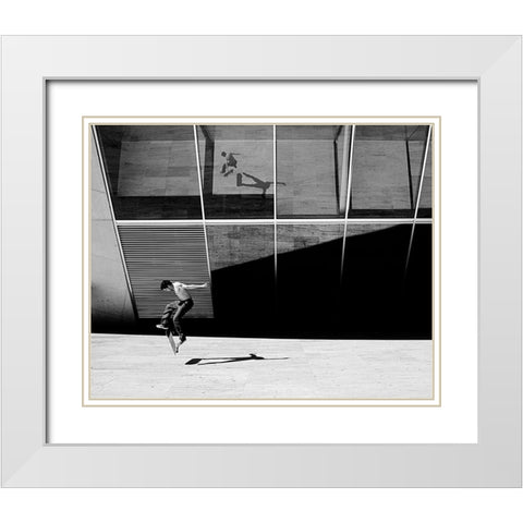 Skate Rider White Modern Wood Framed Art Print with Double Matting by Domenichi, Luca