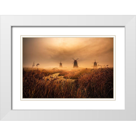 A Fascinating Morning White Modern Wood Framed Art Print with Double Matting by Seo, Tiger