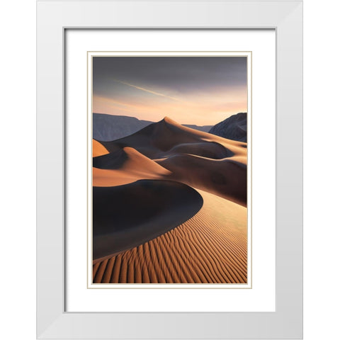 Badain Jaran Desert White Modern Wood Framed Art Print with Double Matting by Shanyewuyu