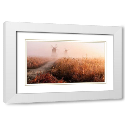 Morning Mist White Modern Wood Framed Art Print with Double Matting by Eom, Gwangseop