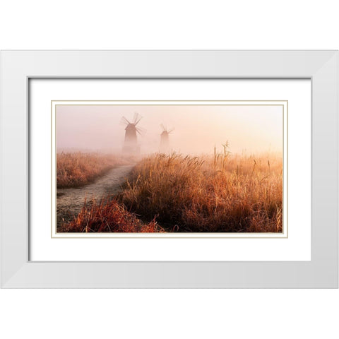 Morning Mist White Modern Wood Framed Art Print with Double Matting by Eom, Gwangseop