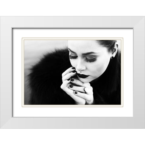 Between Fingers White Modern Wood Framed Art Print with Double Matting by Melo, Josefina