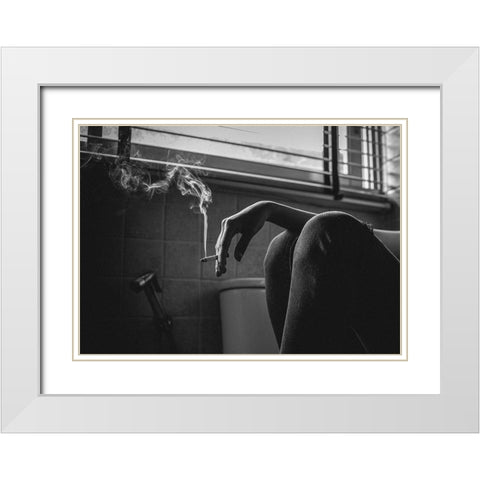 No.87 White Modern Wood Framed Art Print with Double Matting by M, Adirek