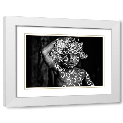 Circles White Modern Wood Framed Art Print with Double Matting by Vidak, Vedran