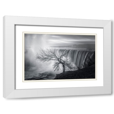 Niagara Fall White Modern Wood Framed Art Print with Double Matting by Deng, Larry