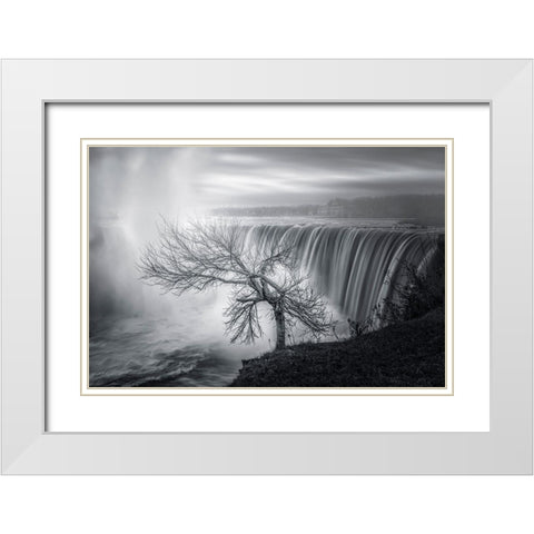 Niagara Fall White Modern Wood Framed Art Print with Double Matting by Deng, Larry