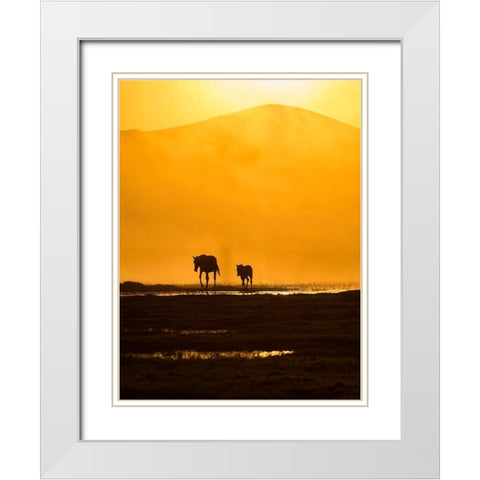 Following Mommy White Modern Wood Framed Art Print with Double Matting by Pancareken, Yavuz