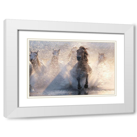 Run White Modern Wood Framed Art Print with Double Matting by Z, Bingo