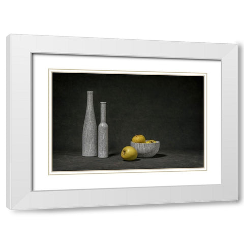 Apples White Modern Wood Framed Art Print with Double Matting by Verot, Christophe