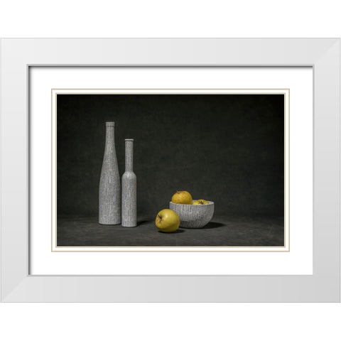 Apples White Modern Wood Framed Art Print with Double Matting by Verot, Christophe