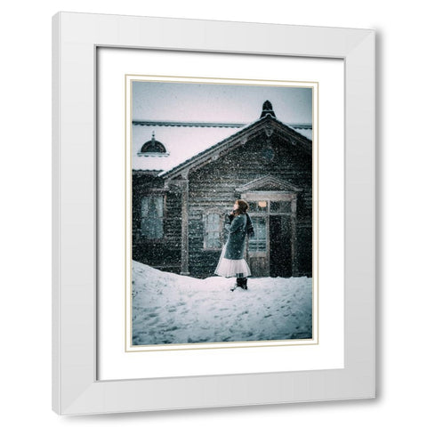 Snow Day White Modern Wood Framed Art Print with Double Matting by Ishijima, Nobu
