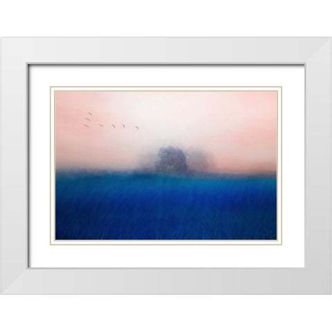 The Tree On The Blue White Modern Wood Framed Art Print with Double Matting by Yang, Chunggook