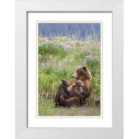 In A Mothers Arms White Modern Wood Framed Art Print with Double Matting by Doyle, Renee