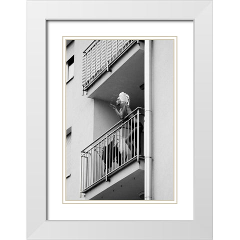 Nika White Modern Wood Framed Art Print with Double Matting by Kijurko, Lorna