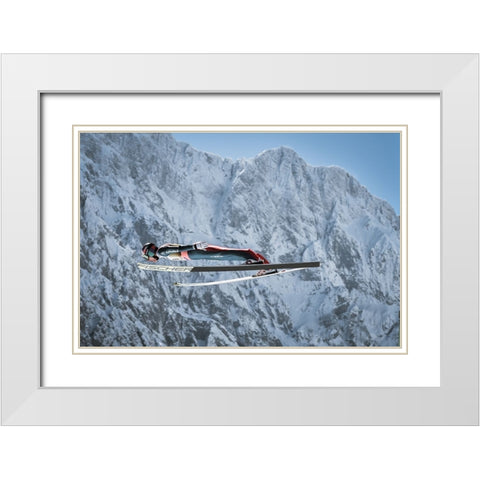 Ski Jumping White Modern Wood Framed Art Print with Double Matting by Pristov, Aljaz