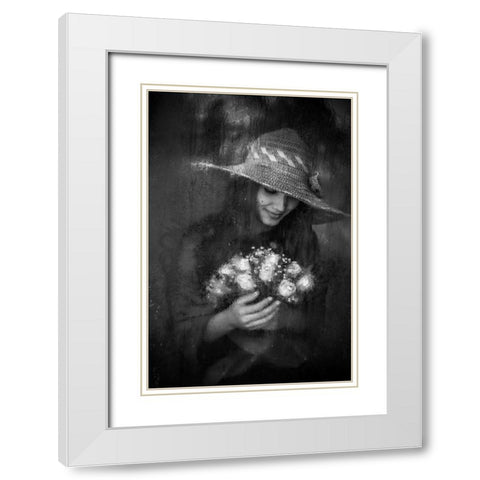 Flower White Modern Wood Framed Art Print with Double Matting by Nisan Kandilcioglu, Ummu