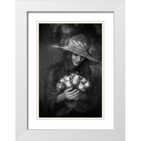 Flower White Modern Wood Framed Art Print with Double Matting by Nisan Kandilcioglu, Ummu