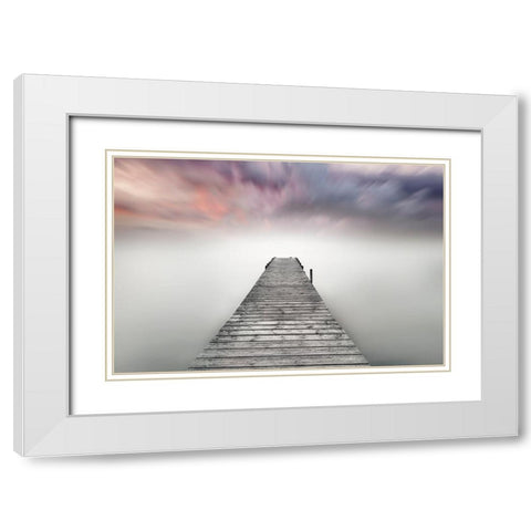 Quay White Modern Wood Framed Art Print with Double Matting by Guerola, Joaquin