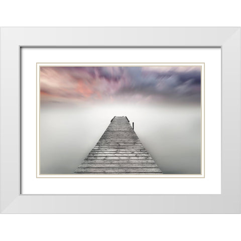 Quay White Modern Wood Framed Art Print with Double Matting by Guerola, Joaquin
