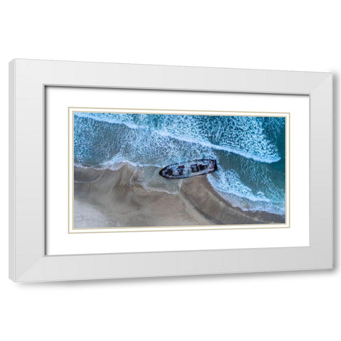 To The Beach 1970 White Modern Wood Framed Art Print with Double Matting by Kazamil, Farid