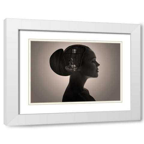 Inner Child White Modern Wood Framed Art Print with Double Matting by Golchin, Aryana
