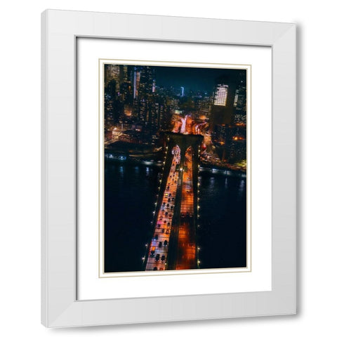 Flying Nyc White Modern Wood Framed Art Print with Double Matting by De La, Javier