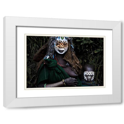 Surma Tribe Woman And Her Child - Ethiopia. White Modern Wood Framed Art Print with Double Matting by Inazio Kuesta, Joxe