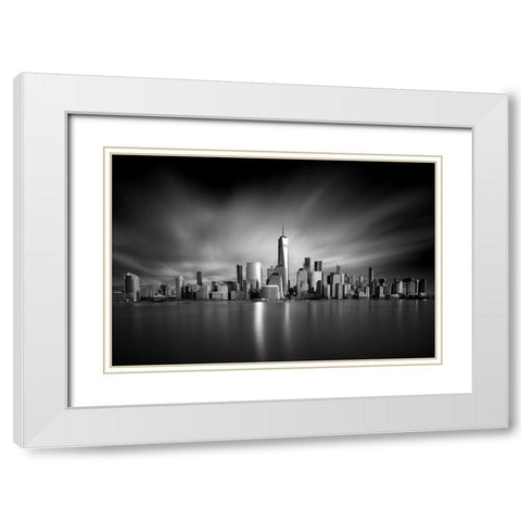 Beacon Scrapers White Modern Wood Framed Art Print with Double Matting by Bolton, Robert