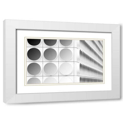 Circles And Squares White Modern Wood Framed Art Print with Double Matting by Van Son, Greetje