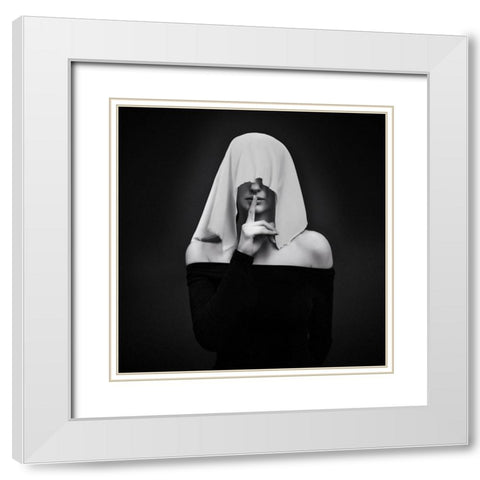 Memento Mori White Modern Wood Framed Art Print with Double Matting by Antonik