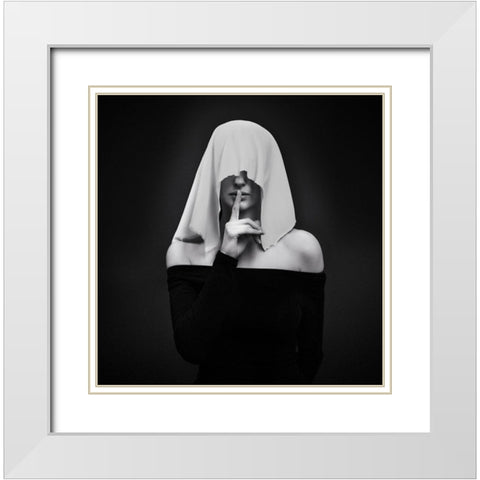 Memento Mori White Modern Wood Framed Art Print with Double Matting by Antonik