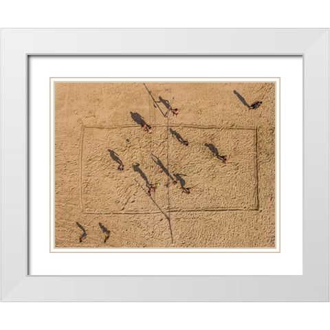 Voley Balling White Modern Wood Framed Art Print with Double Matting by Adar, Or