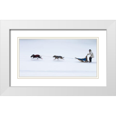 Sled Dogs Race - 1 White Modern Wood Framed Art Print with Double Matting by Chang, Cheng