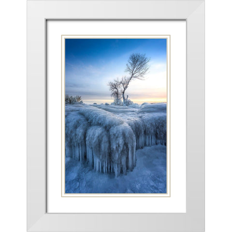 Winter Wonderland White Modern Wood Framed Art Print with Double Matting by Deng, Larry