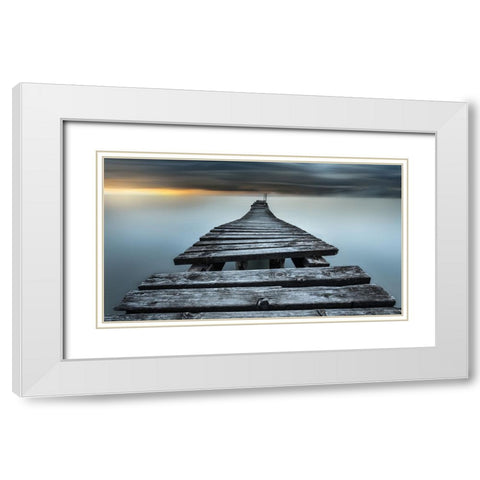 An Old Pier White Modern Wood Framed Art Print with Double Matting by Rebustini, Luca