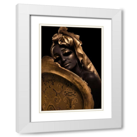 Gold White Modern Wood Framed Art Print with Double Matting by Iltus, Maya