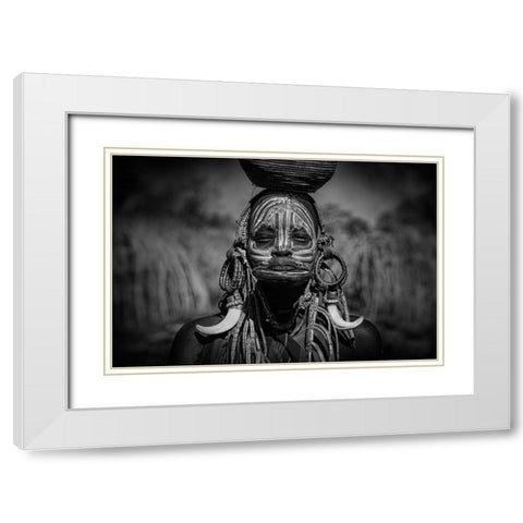 No Mursi White Modern Wood Framed Art Print with Double Matting by Yosifov, Svetlin