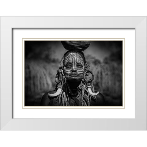 No Mursi White Modern Wood Framed Art Print with Double Matting by Yosifov, Svetlin
