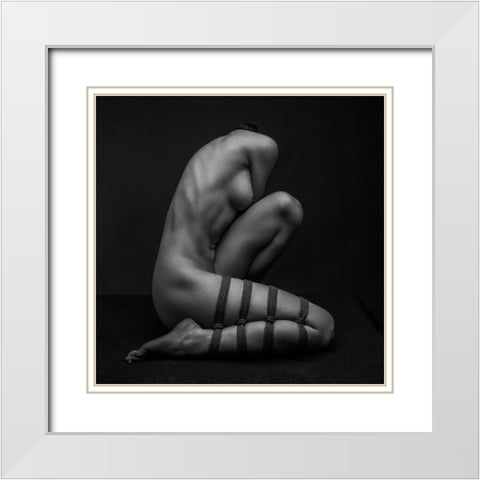 Strings Attached White Modern Wood Framed Art Print with Double Matting by Valevicius, Aurimas