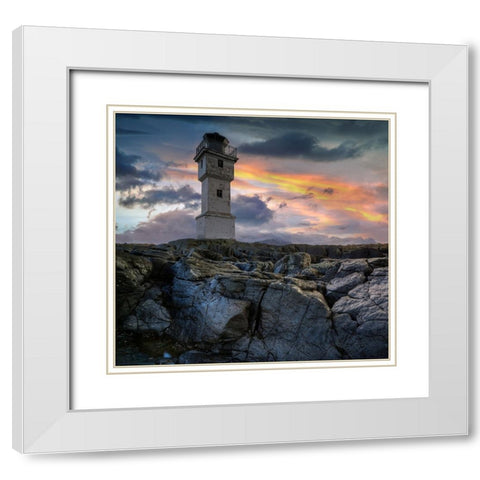 The Lighthouse White Modern Wood Framed Art Print with Double Matting by Keller