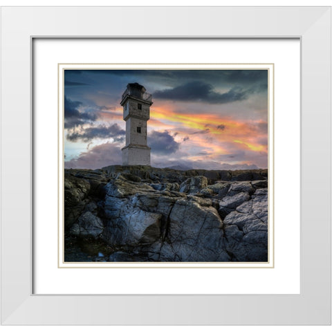 The Lighthouse White Modern Wood Framed Art Print with Double Matting by Keller