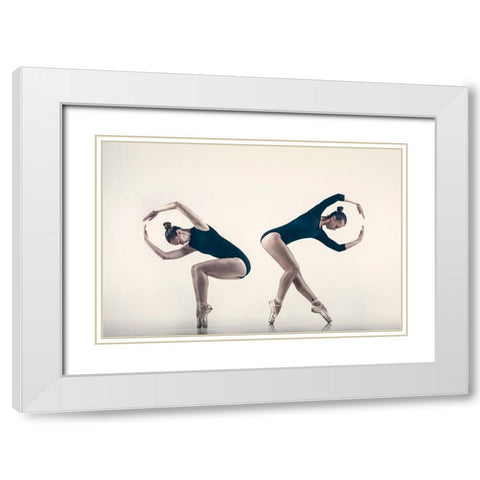 Ballet Dancers II White Modern Wood Framed Art Print with Double Matting by Minar, Patrik