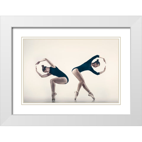 Ballet Dancers II White Modern Wood Framed Art Print with Double Matting by Minar, Patrik
