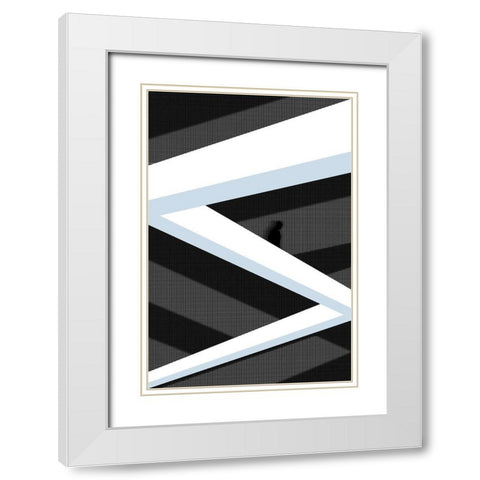 Shadow Man White Modern Wood Framed Art Print with Double Matting by Arro
